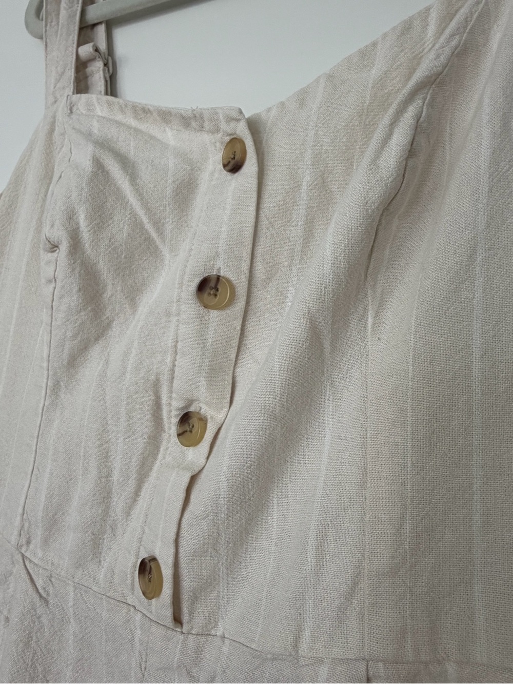 Old Navy Cream Button-Front Linen Blend Jumpsuit